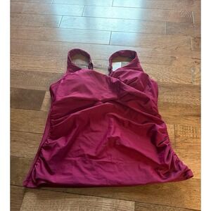 Women's Ruched Tankini Swimsuit Top Cup She XL New with Tags Red